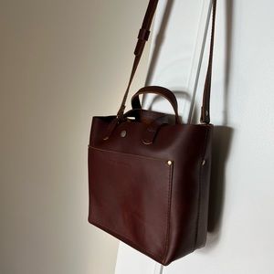 Portland leather mini tote in cognac